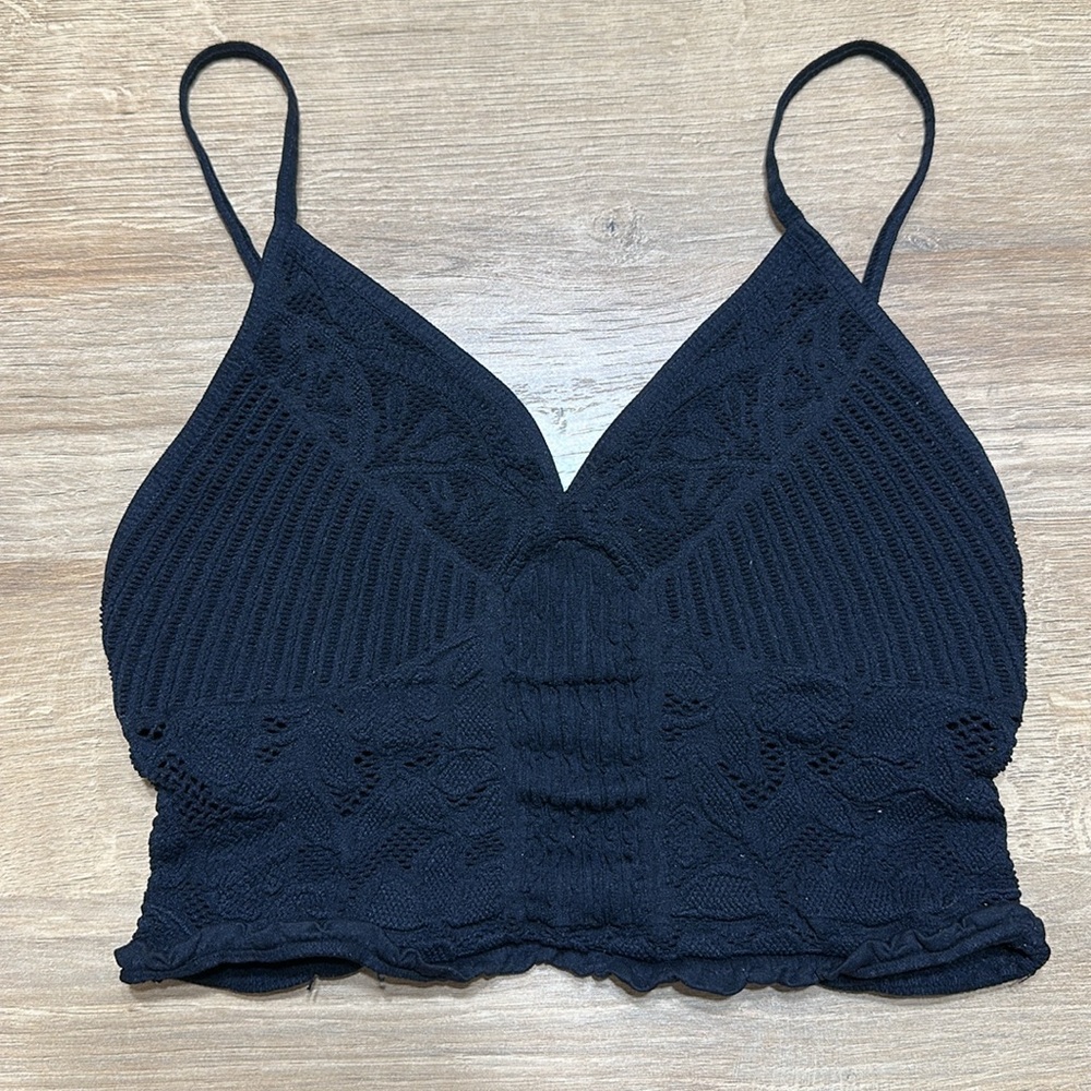 Free People Bralette Lace Tank Black  Coquette
